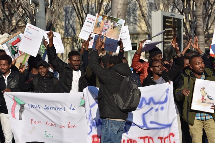 A 2018 protest in Marseilles, France, demanding reform in Sudan.